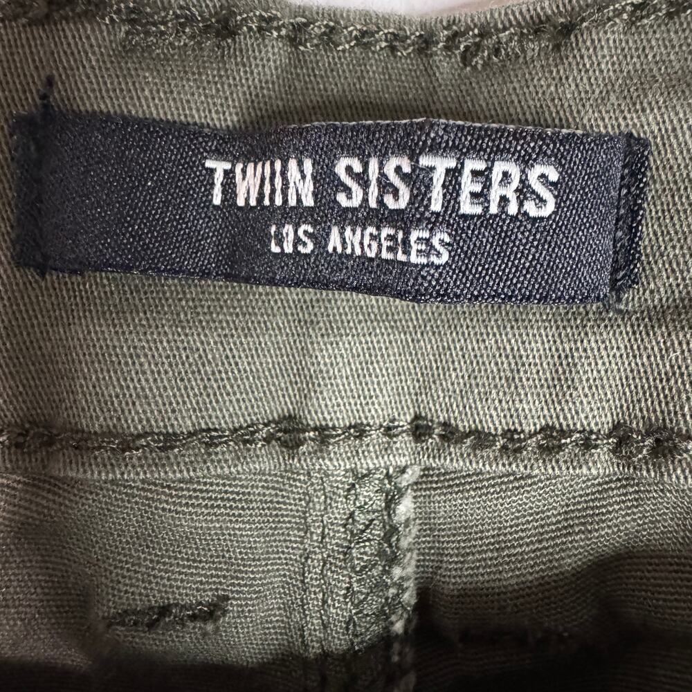 Women's TWIIN Sisters LA Olive Color Twill Jogger Utility Zip Up Cargo Pants S - Picture 5 of 9